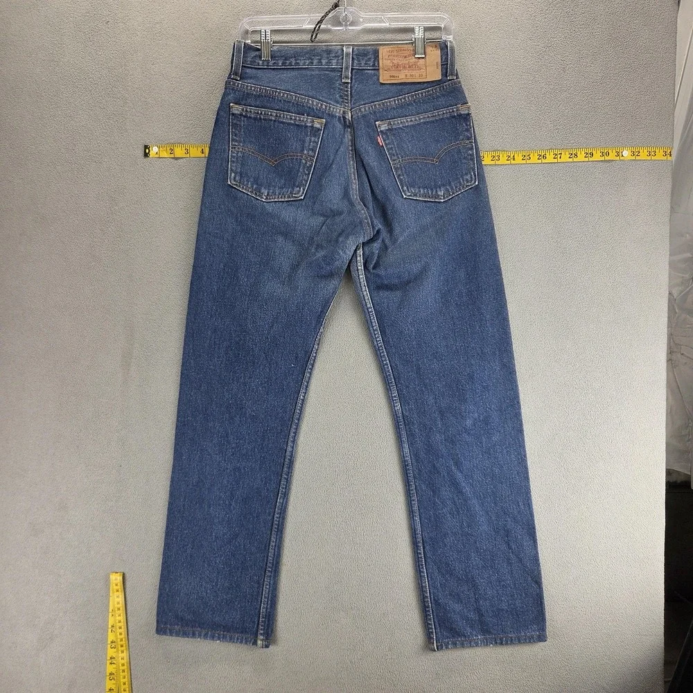 Vintage Levis 501 Jeans Mens Blue Button Fly Made in USA Altered Hem Fits 28x28